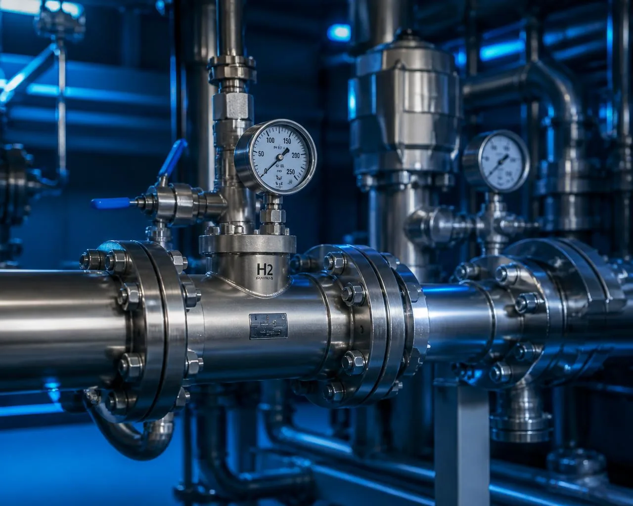Central de distribuição com manifolds e válvulas de uma rede de gases medicinais instalada em ambiente hospitalar